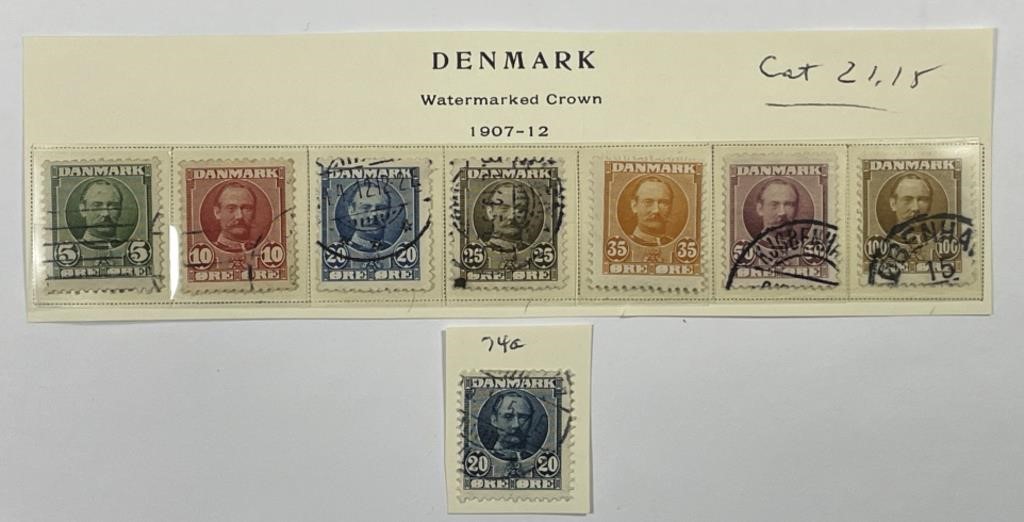 DENMARK: 1907-12 Watermarked Crown Set