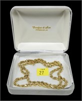 14K Yellow gold 20" heavy rope necklace,