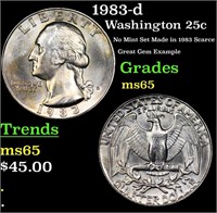 1983-d Washington Quarter 25c Grades GEM Unc