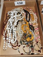FLAT VARIOUS COSTUME JEWELRY- BEADED NECKLACES