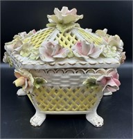 Vintage Porcelain Footed Basket