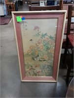 Chinese Cat , Flowers,Butterfly Painting / Glass