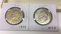 OF) 1974 & 1974-D DOLLAR COINS