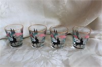 MCM ANTELOPE SCENE AQUA/TEAL/BLACK SHOT GLASSES 4