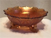 Mid-Century "Leaf" Marigold Art Glass Bowl