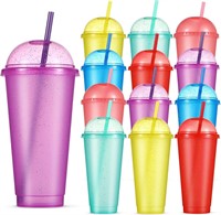 80 PK 24 oz Plastic Tumbler with Straw and Lid