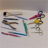 Lot of Sharp/Cutting Items - Scissors, Pen Blades