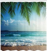 Tropical Island Beach Fabric Shower Curtain