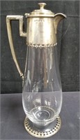 Hallmarked English silver & glass claret jug