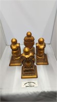 Set of 4 heavy wood book ends