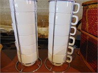 Two Stacks of World Market Coffee Cups