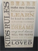 14x9 kids rules home decor sign