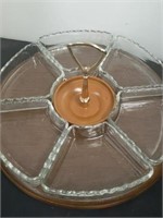 Wood lazy Susan with glass bowls