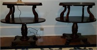 Pair Empire Revival Two Tier End Tables