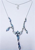 925 Sterling Silver Blue Topaz Necklace