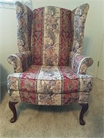 Floral Upholstered High-Back Chair