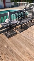 Black Iron bench & side table