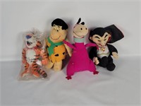 4 Small Plushes - Tony Tiger, Fred, Dino