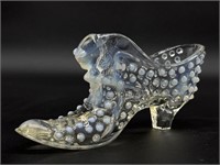 VTG Fenton Opalescent Hobnail Cat Glass Slipper 3"