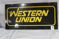 DOUBLE SIDED WESTERN UNION METAL SIGN