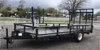 15ft single axle landscape trailer w/ trimmer rack