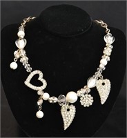 Rhinestone & Faux Pearl Fashion Necklace