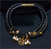 Black Italian Leather Bracelet w/ Magnetic Clasp