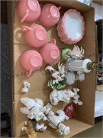 Tea cups with saucers & figurines