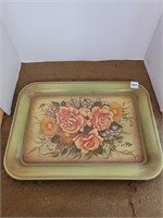 MCM Metal Tray Green with Roses