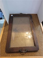 Wood Framed Glass Tray with Handles