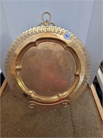 Brass Round Tray with Easel Dodge Incorp
