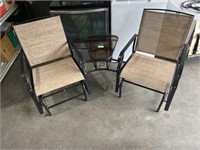 Patio bench with gliding chairs