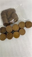 Almost 3 rolls (137 total coins) 1939-58 wheat