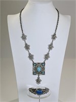 Vintage Faux Turquoise: ART Bracelet, Necklace