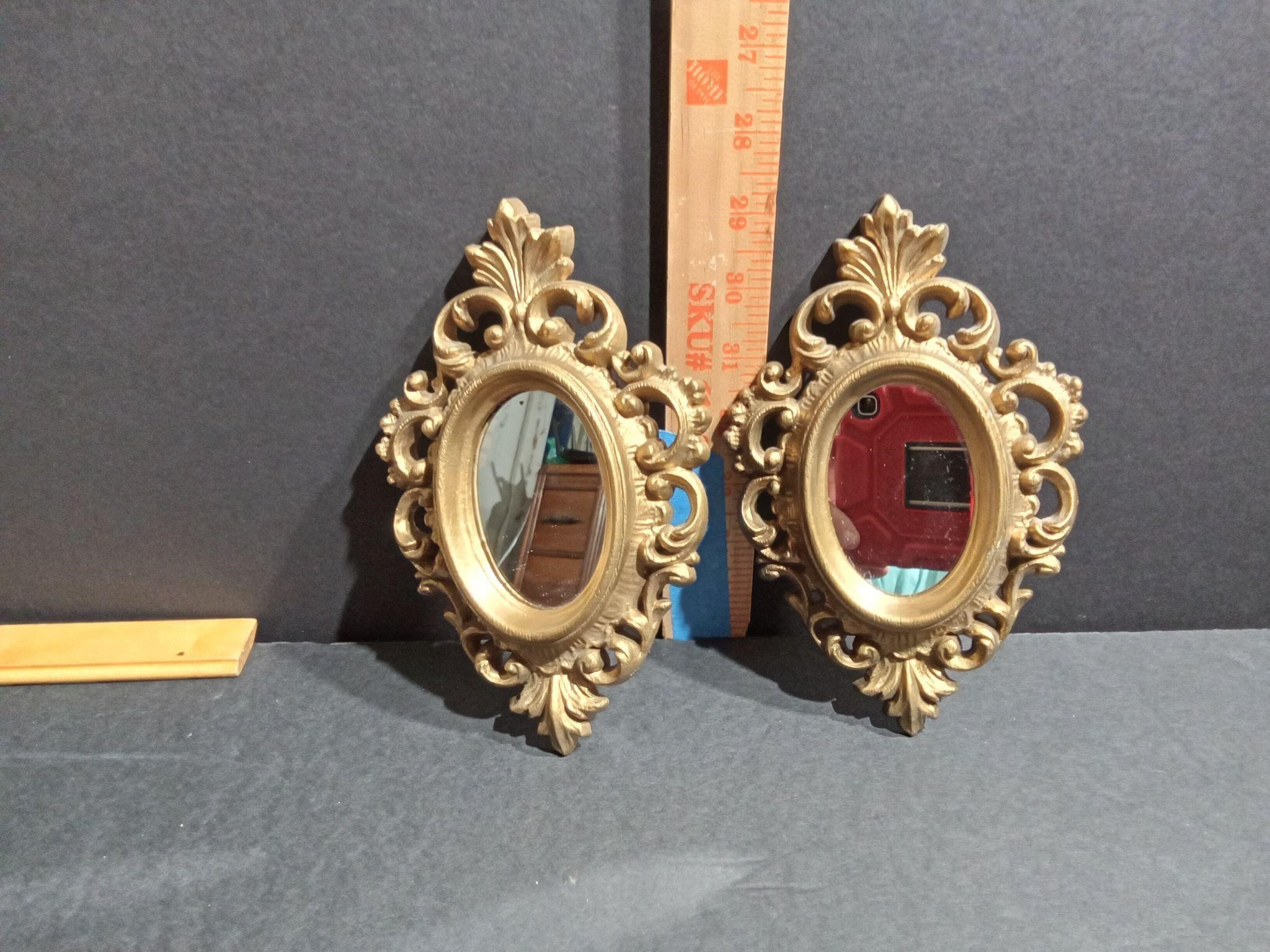 Burwood Products Co. Brass Tone Mirror Set