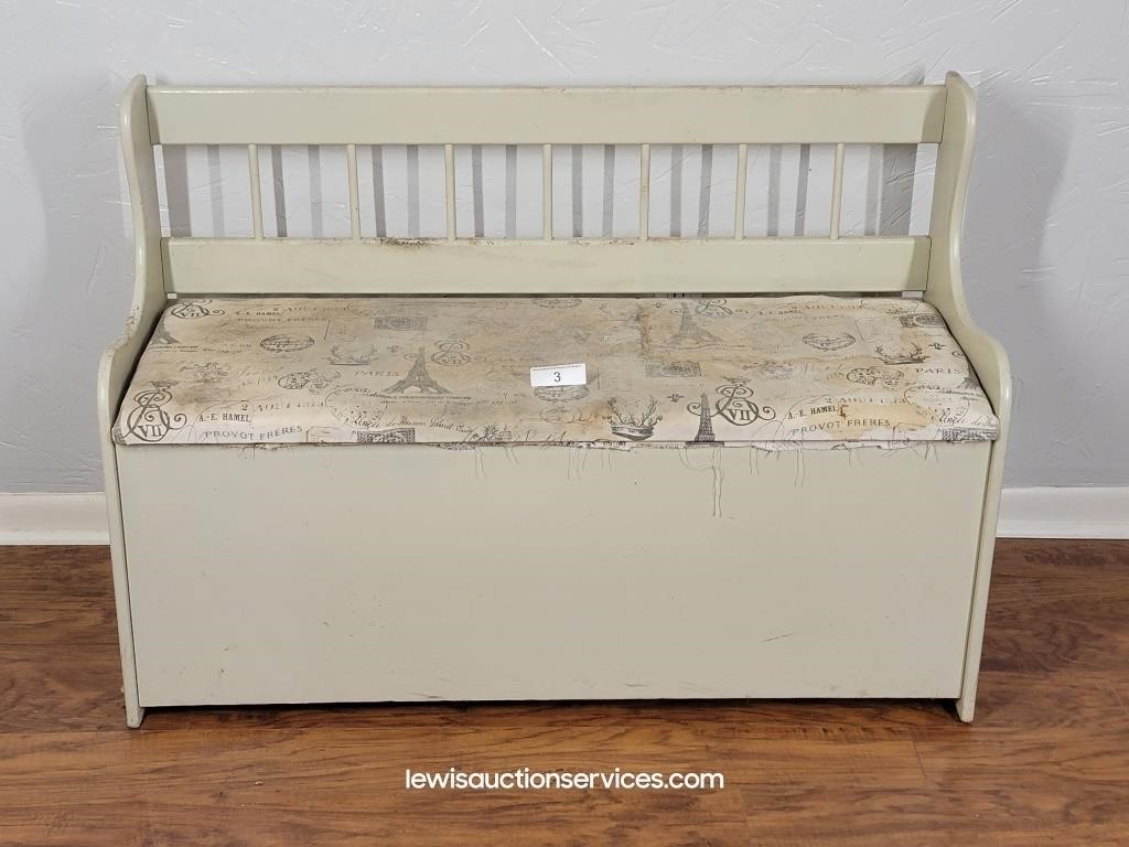 43" Upholstered Wood Storage Bench