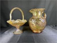 Fenton Lily Gold Art Glass Basket