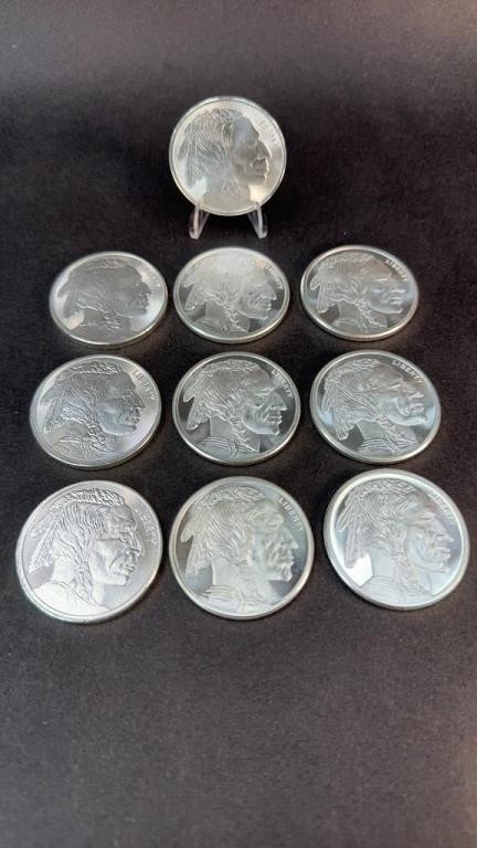 (10) ONE OUNCE SILVER ROUNDS