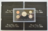 Lot of 4 1992 US Mint Silver Proof Sets