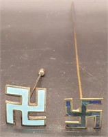 (D) Antique Swastika Hat pins (2.5" and 8" long)