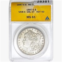 1887-S Morgan Silver Dollar ANACS MS61 VAM-4 DBL