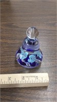 Bell shaped paper weight w/ blue flowers