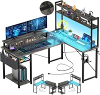 Aheaplus Small L Shaped Gaming Desk with LED Light