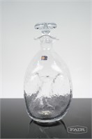 Blenko Clear Crackle Glass Decanter / Stopper