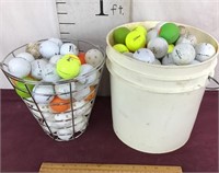 Golf Balls, Two Buckets