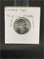 1965 Silver Canada Quarter ( GEM BU)