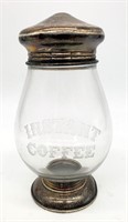 Instant Coffee Jar w Sterling Silver Foot & Lid