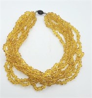 Multi Strand Yellow Glass Beaded 15in 
Necklace