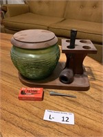 Vintage Smoke Pipe Stand, Pipe, etc
