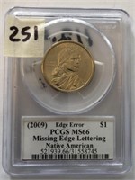 2009 Edge Error #1 Native American Coin PCGS MS66